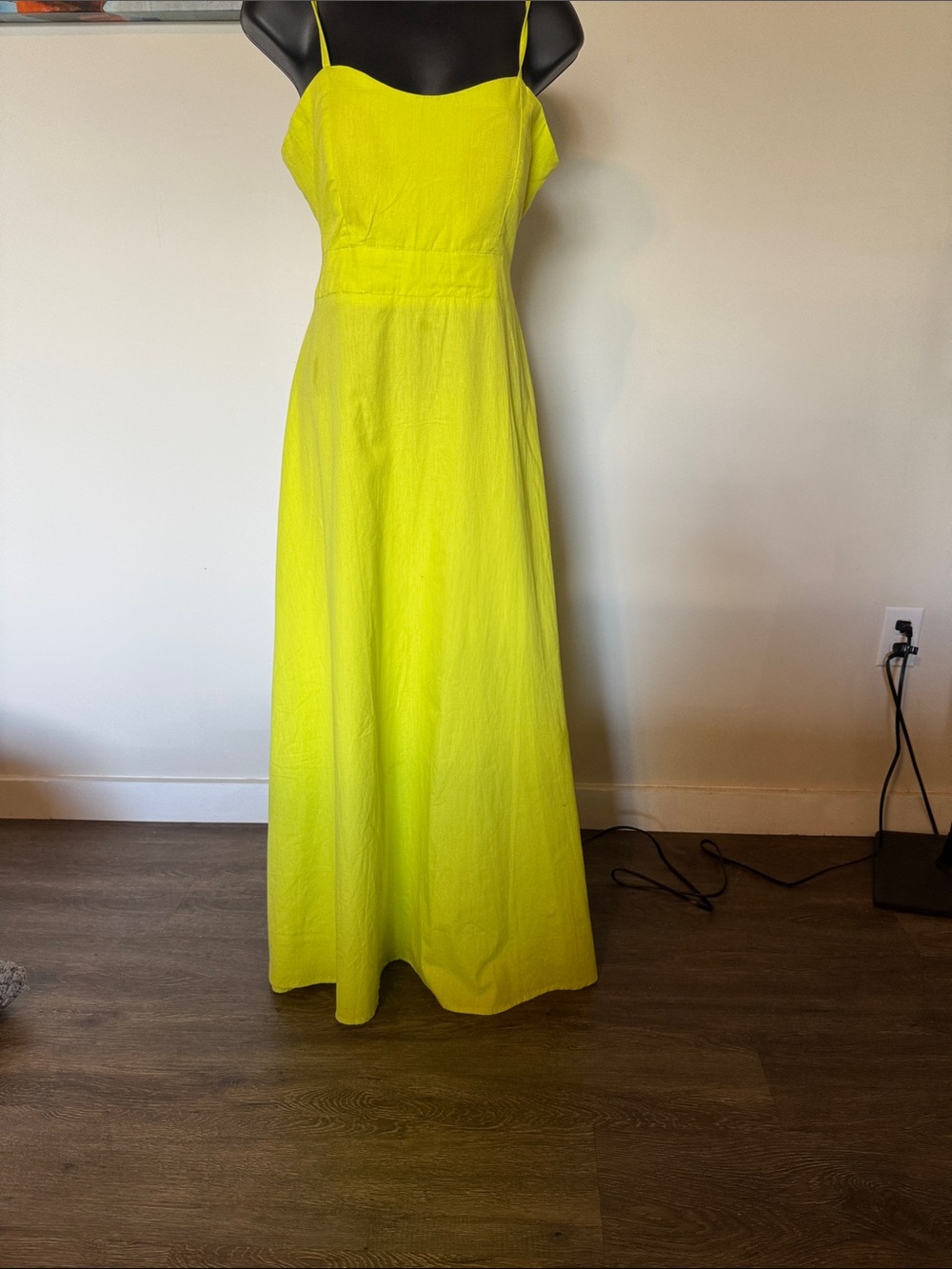 Bright Lime Green/ Yellow Spaghetti-Strap Maxi Dress